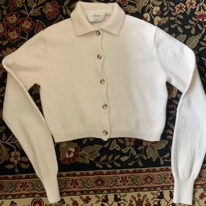 Aritzia Wilfred merino wool cropped cardigan